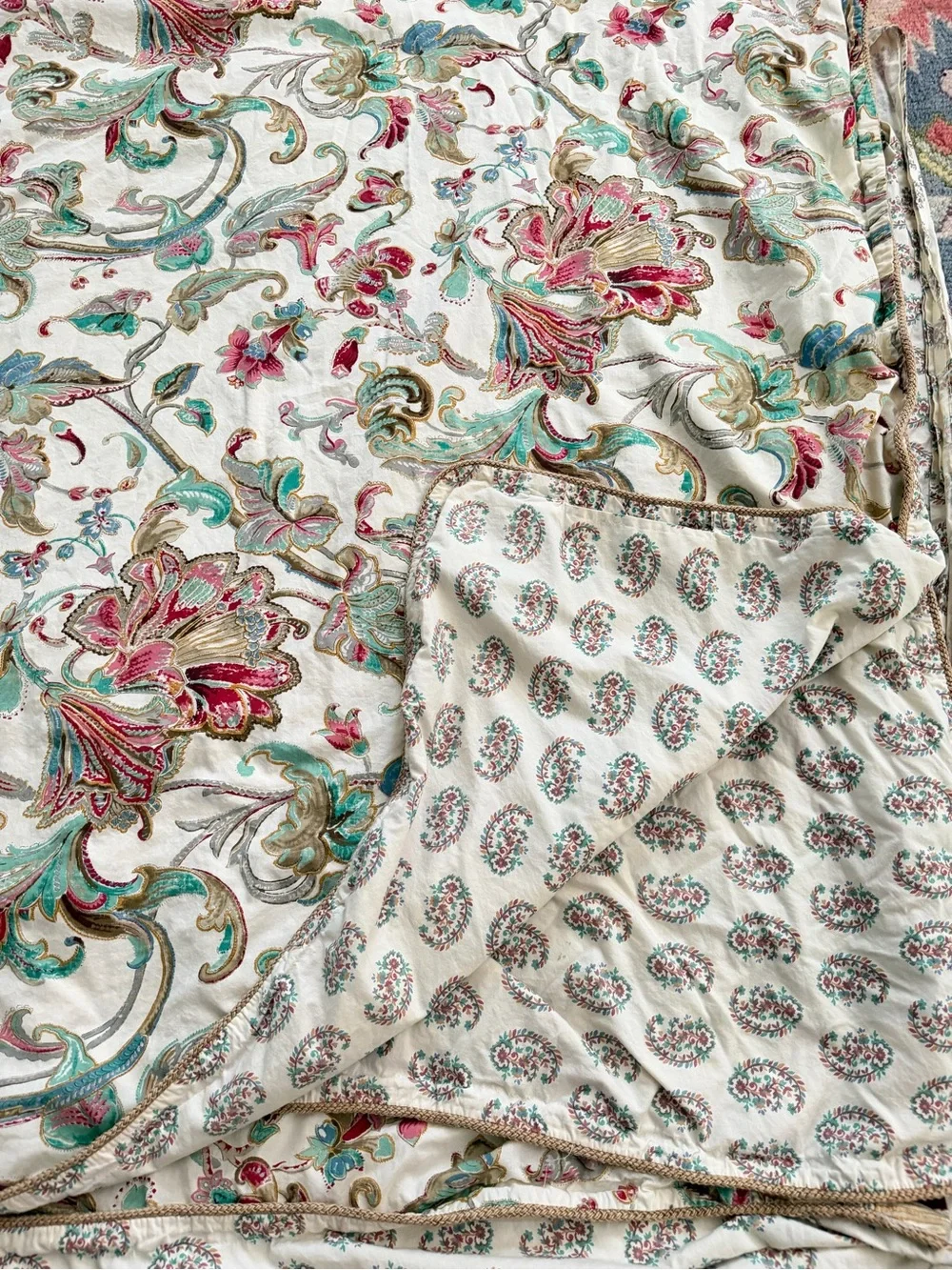Ralph Lauren Antigua Paisley Floral Reversible Full/Queen Duvet Cover
